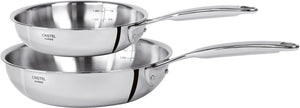Cristel - 2-Piece Stainless Steel Fry Pan Set Castel'Pro Ultraply Collection - SET2PSCPFN
