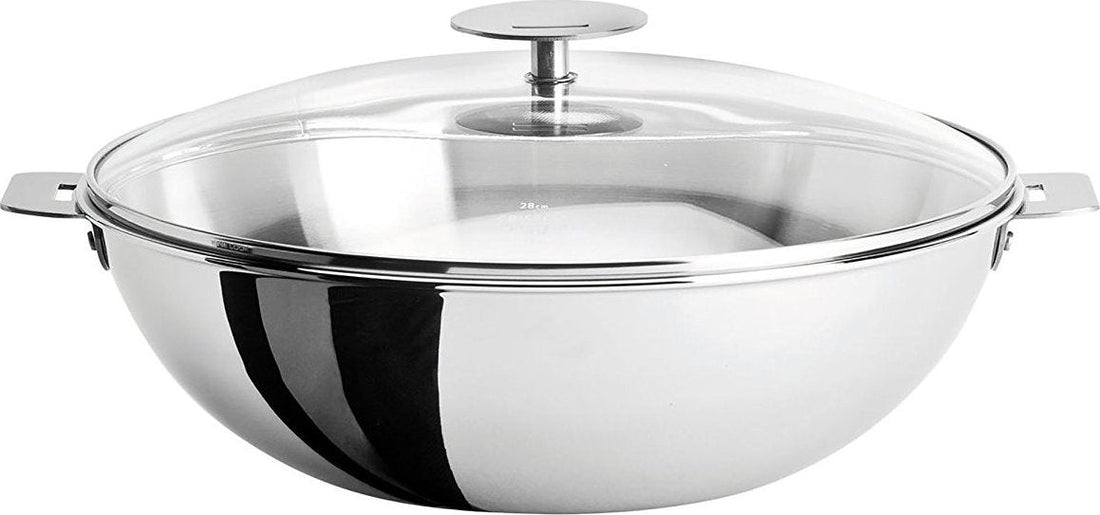 Cristel - 3 QT Casteline Non-Stick Wok with Domed Glass Lid - WOKT24QEKP