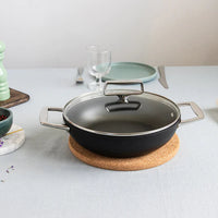 Cristel - 3.4 QT 2 Side Handles Non-Stick Sauté-Pan With Lid and Fixed Handle Castel'Pro Ultralu Collection - S2A28CPFAE