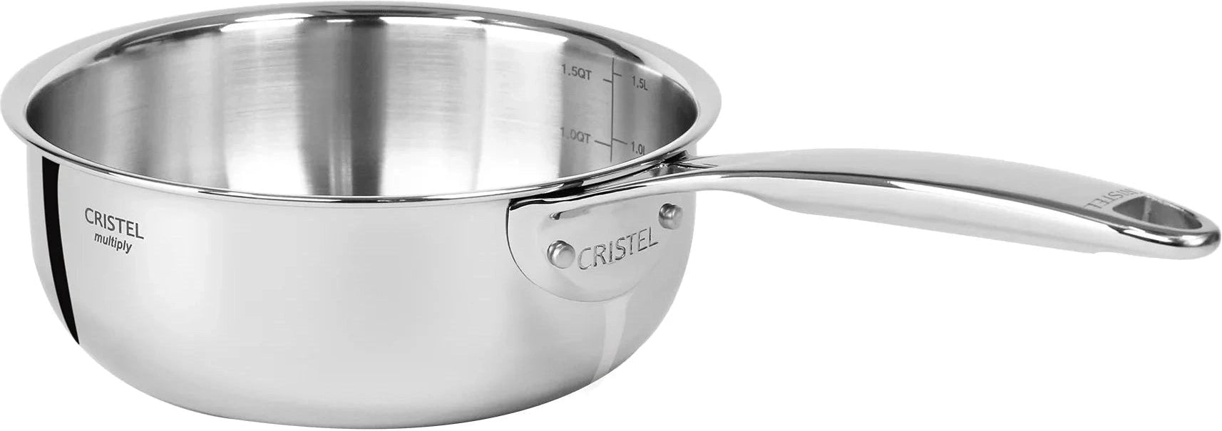 Cristel - 3.5 QT 5-Ply Stainless Steel Saucepan Castel'Pro Ultraply Collection - C24CPFN