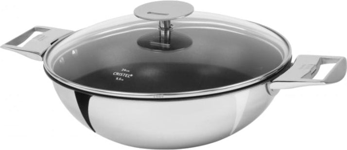 Cristel - 4 QT Casteline Non-Stick Wok with Domed Glass Lid - WOKT28QEKP - DISCONTINUED