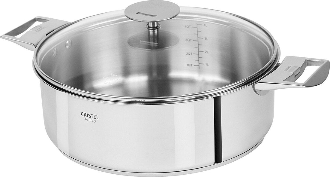 Cristel - 4 QT Casteline Saute Pan with Domed Glass Lid - S24QMPKP