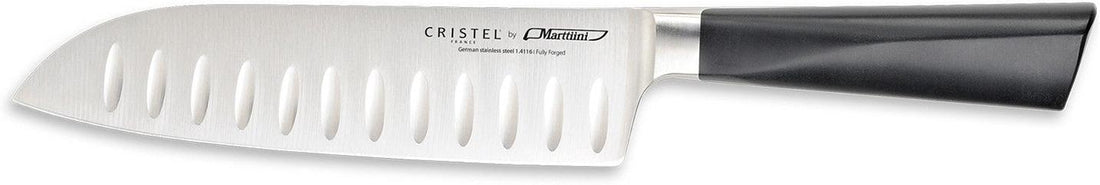 Cristel - 7" Black Stainless Steel Santoku Knife - MACS