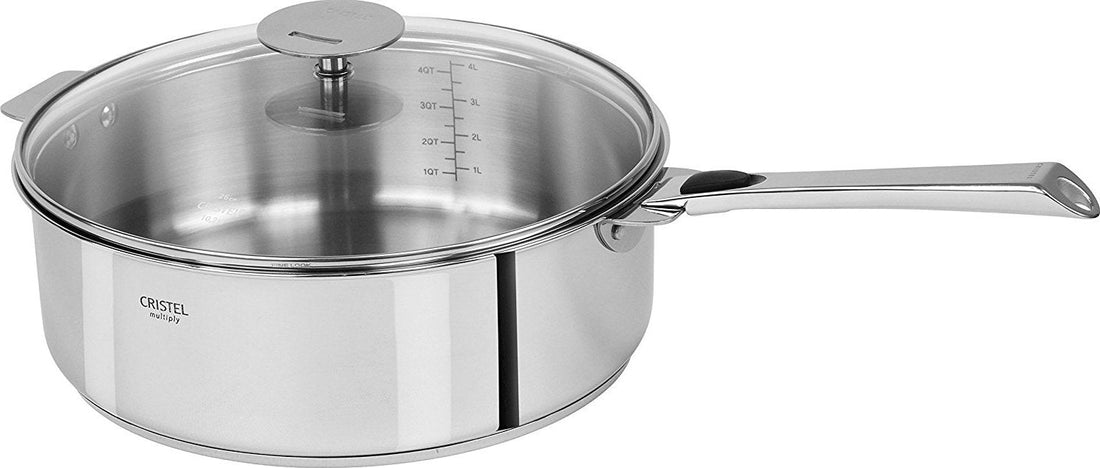 Cristel - 7 QT Casteline Saute Pan with Domed Glass Lid - S30QMPKP