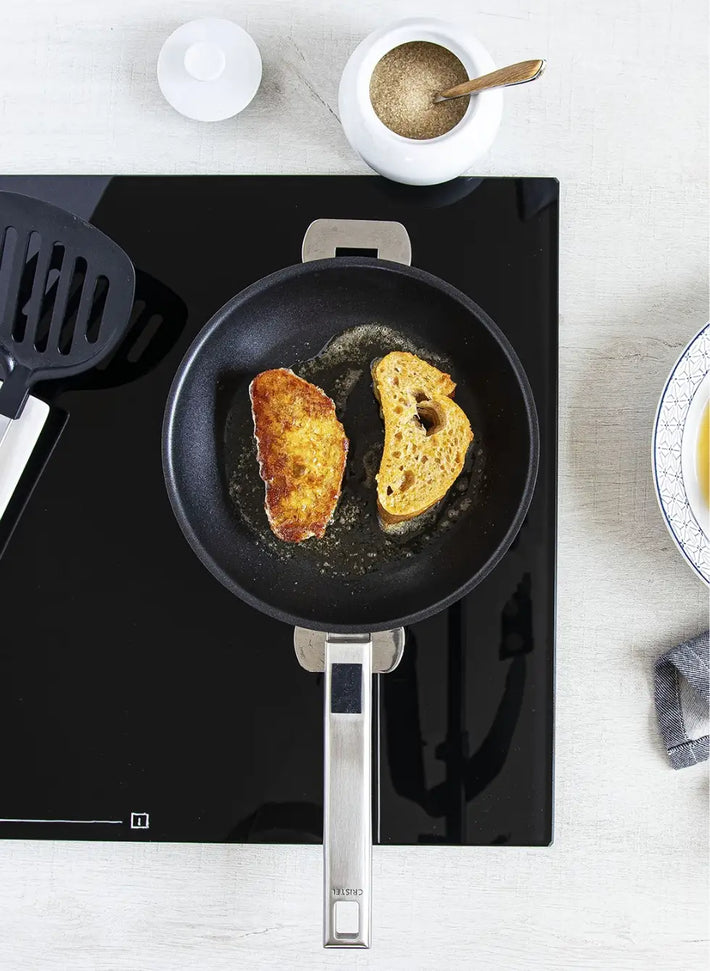 Cristel - 11" Stainless Steel Non-Stick Deep Frying Pan with Detachable Handle - PH28QLE