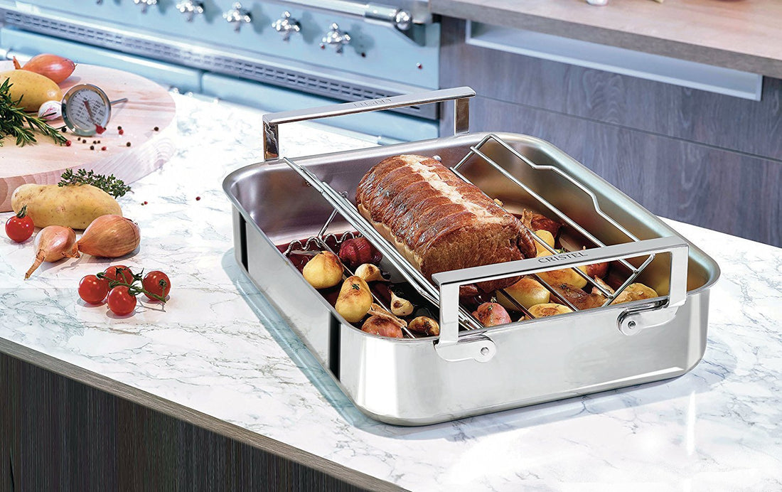 Cristel - Compléments 3-Ply Roaster 2 Large Handles +SS Grid+Thermometer - PFR40