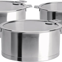 Cristel - Pack of 3 Stainless Steel Saucepans with Lids - S3CQLKSA
