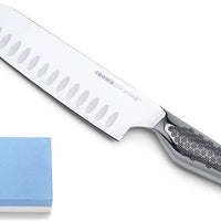 Crowd Cookware - Stainless Steel Large Santoku Knife with Whetstone - 77664