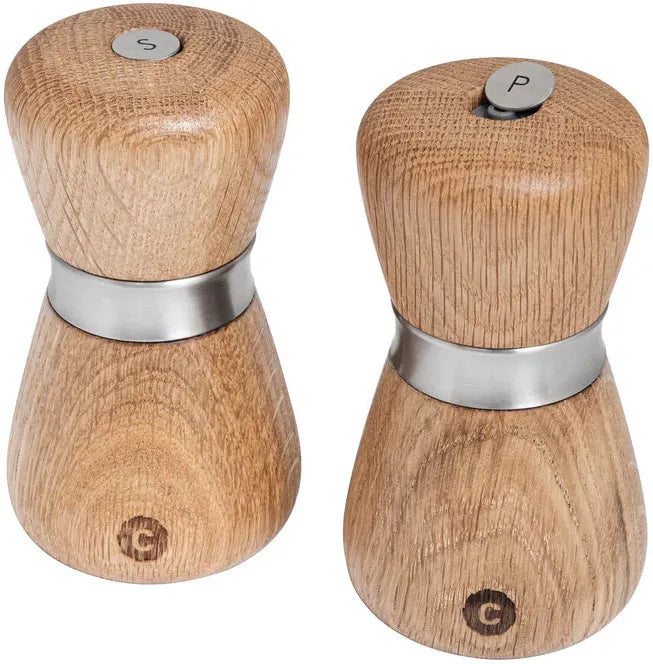 CrushGrind - KYOTO 10 cm Oak Wooden Salt Pepper Grinder - 070361-2002-X4