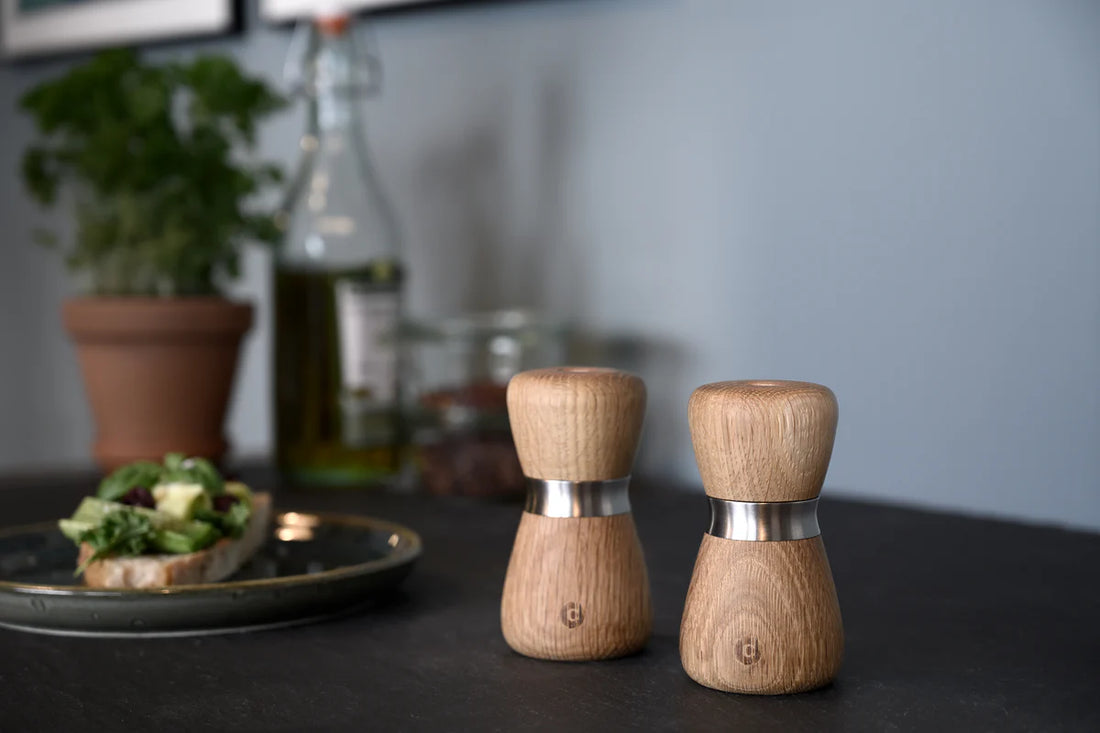 CrushGrind - KYOTO 10 cm Oak Wooden Salt Pepper Grinder - 070361-2002-X4
