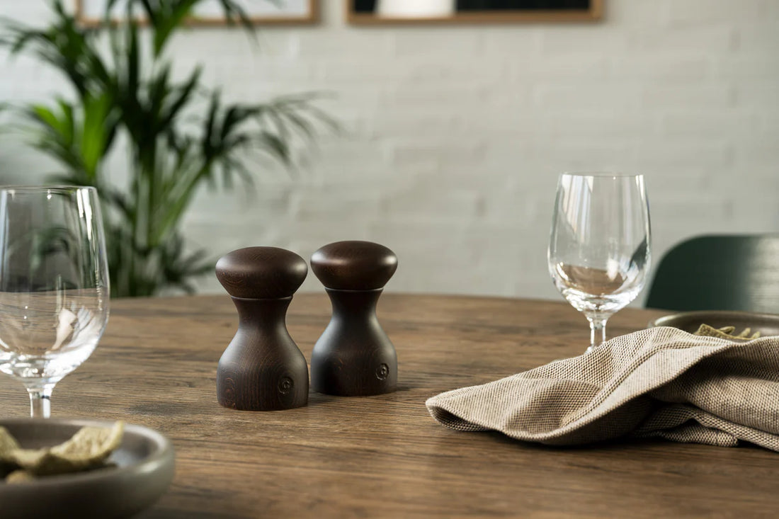 CrushGrind - LYON 10 cm Black Salt Pepper Grinder Mill Set - 070380-0099-2PC-X4