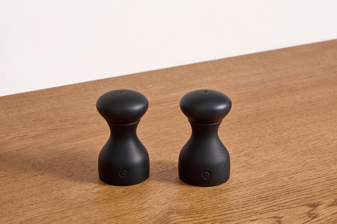 CrushGrind - LYON 10 cm Black Salt Pepper Grinder Mill Set - 070380-0099-2PC-X4