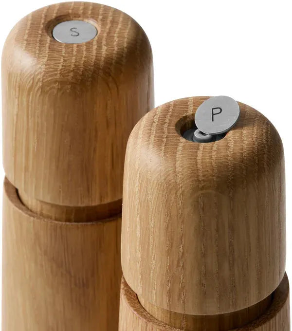 CrushGrind - STOCKHOLM 11 cm Oak Wooden Salt Pepper Grinder - 070274-2002-X4