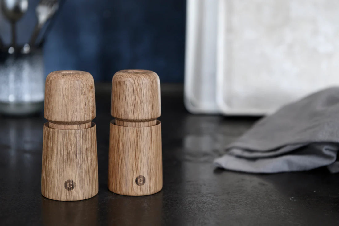 CrushGrind - STOCKHOLM 11 cm Oak Wooden Salt Pepper Grinder - 070274-2002-X4