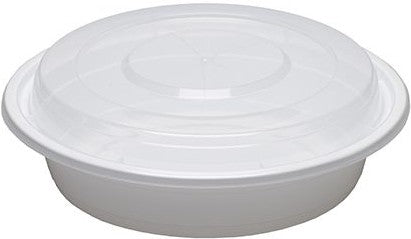 Cube Packaging - 24 Oz White 6.80&quot; x 2.50&quot; Round Container with Lid Combo, Pack of 150 - CR623W