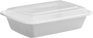 Cube Packaging - 28 Oz White 8.20" x 5.50" x 1.55" Crown Rectangular Container with Lid Combo, 150/Cs - CR927W
