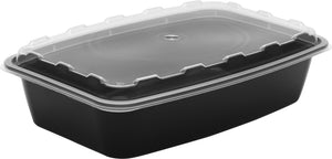 Cube Packaging - 56 Oz Black 10.25" x 6.80" x 2.17" Rectangle Container with Lid Combo, 100/Cs - CR1156B
