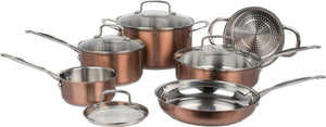 Cuisinart - 10 PC Classic Collection Stainless Steel Metallic Copper Cookware Set - CSS-10MCC