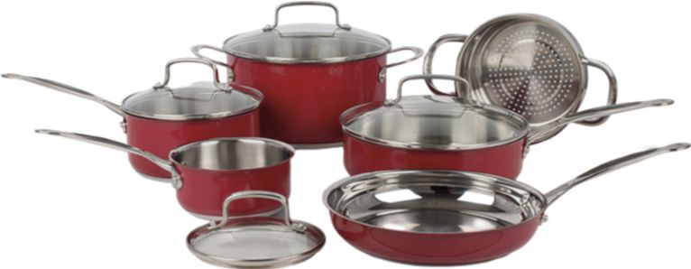 Cuisinart - 10 PC Classic Collection Stainless Steel Metallic Red Cookware Set - CSS-10MRC
