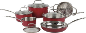 Cuisinart - 10 PC Classic Collection Stainless Steel Metallic Red Cookware Set - CSS-10MRC
