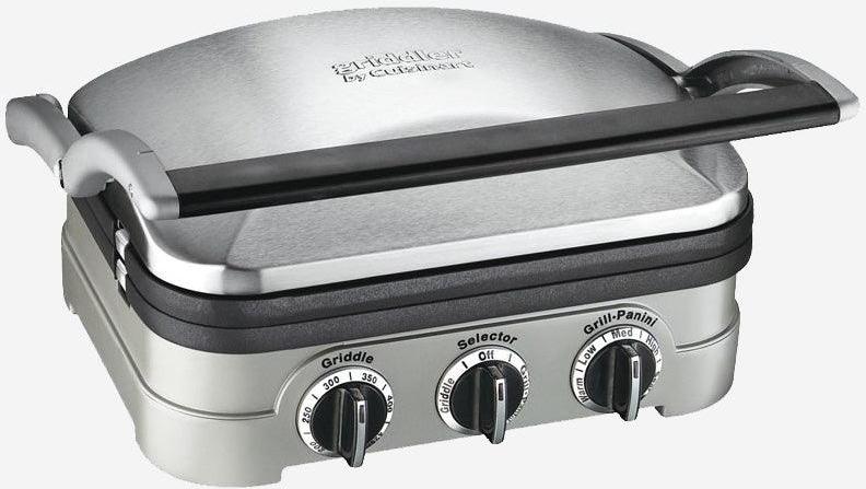 Cuisinart - 13.5" Griddler 5-in-1 Stainless Steel Multi-Function Panini Grill - CGR-4NASC