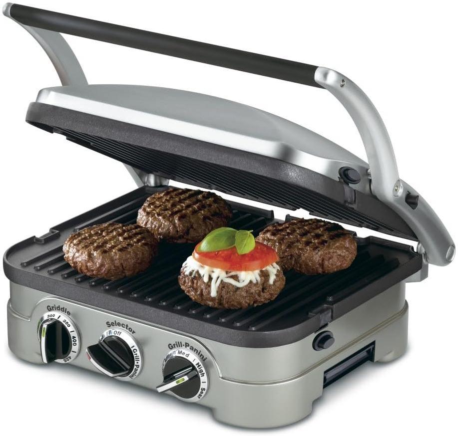 Cuisinart - 13.5" Griddler 5-in-1 Stainless Steel Multi-Function Panini Grill - CGR-4NASC