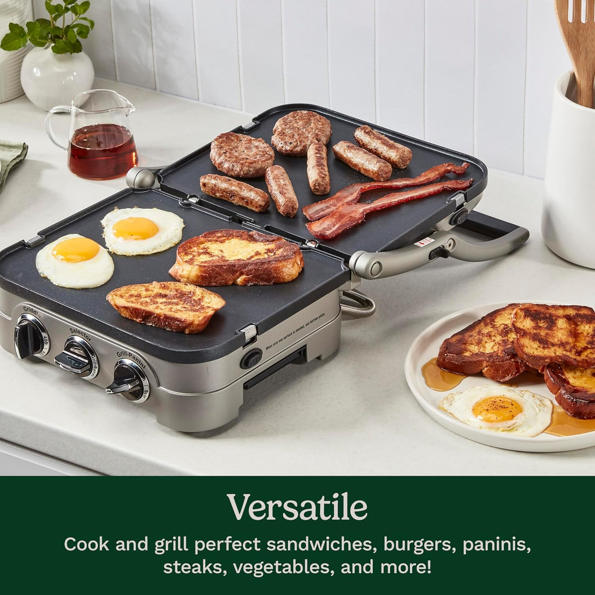 Cuisinart - 13.5" Griddler 5-in-1 Stainless Steel Multi-Function Panini Grill - CGR-4NASC