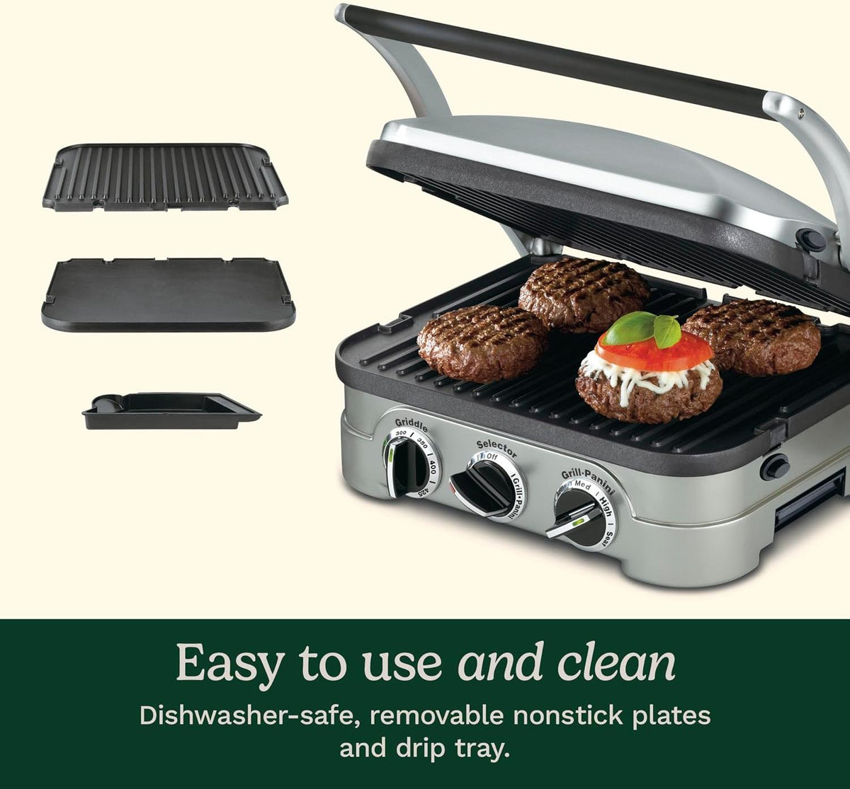 Cuisinart - 13.5" Griddler 5-in-1 Stainless Steel Multi-Function Panini Grill - CGR-4NASC