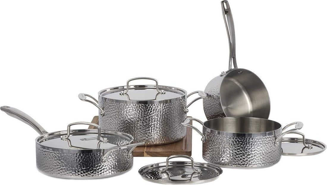Cuisinart - 8 PC Vintage Hand-Hammered Tri-Ply Cookware Set - HTP-8SSC