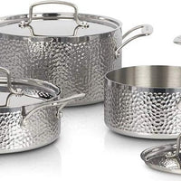 Cuisinart - 8 PC Vintage Hand-Hammered Tri-Ply Cookware Set - HTP-8SSC