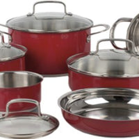 Cuisinart - Classic Collection Stainless Steel Metallic Red Cookware, Pack of 10 - CSS-10MRC