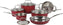 Cuisinart - Classic Collection Stainless Steel Metallic Red Cookware, Pack of 10 - CSS-10MRC