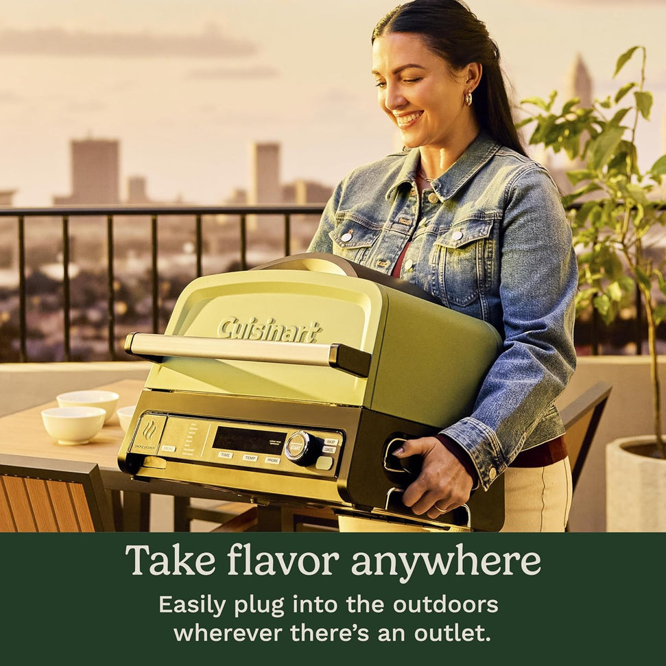 Cuisinart - FlavorBoost 8-in-1 Outdoor Electric BBQ Grill, Air Fryer & Portable Smoker - CEG-1302C