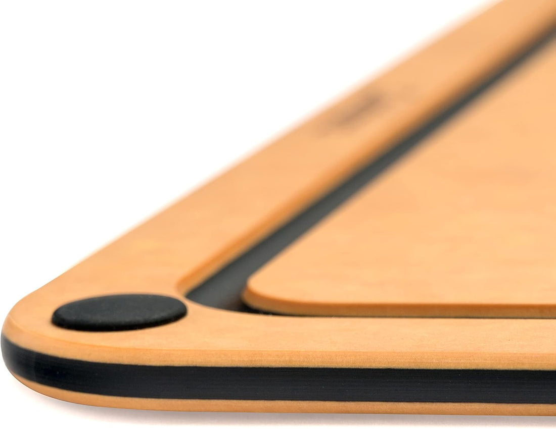 Cuisipro - 12" x 9" Natural/Slate Fibre Wood Silicone Feet Cutting Board - 74791700