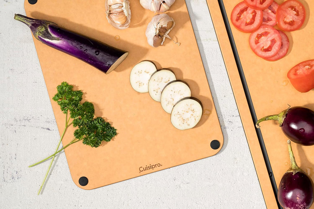 Cuisipro - 12" x 9" Natural/Slate Fibre Wood Silicone Feet Cutting Board - 74791700