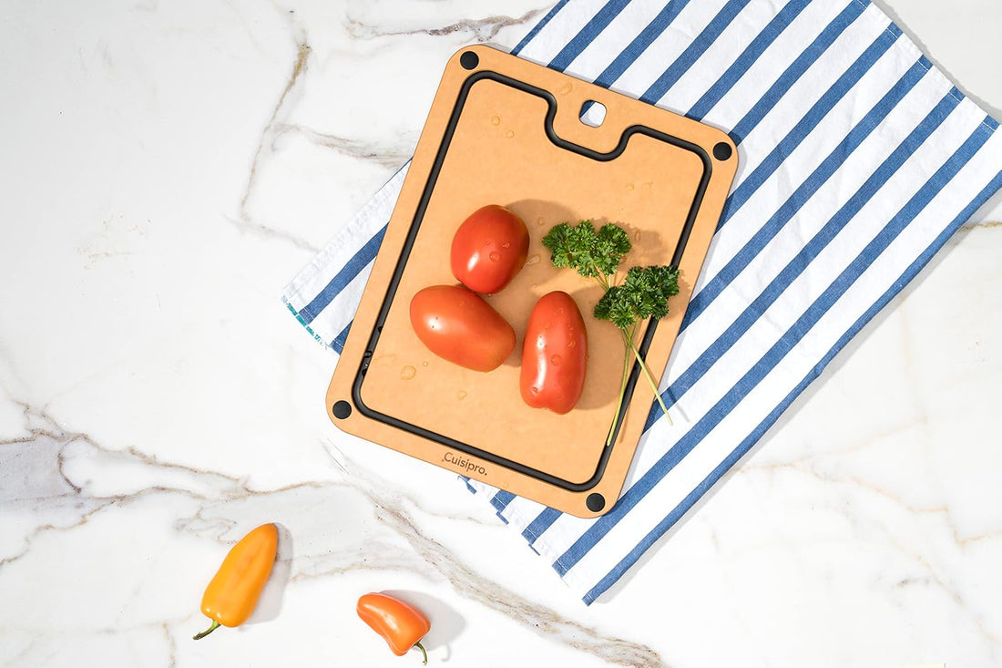 Cuisipro - 12" x 9" Natural/Slate Fibre Wood Silicone Feet Cutting Board - 74791700