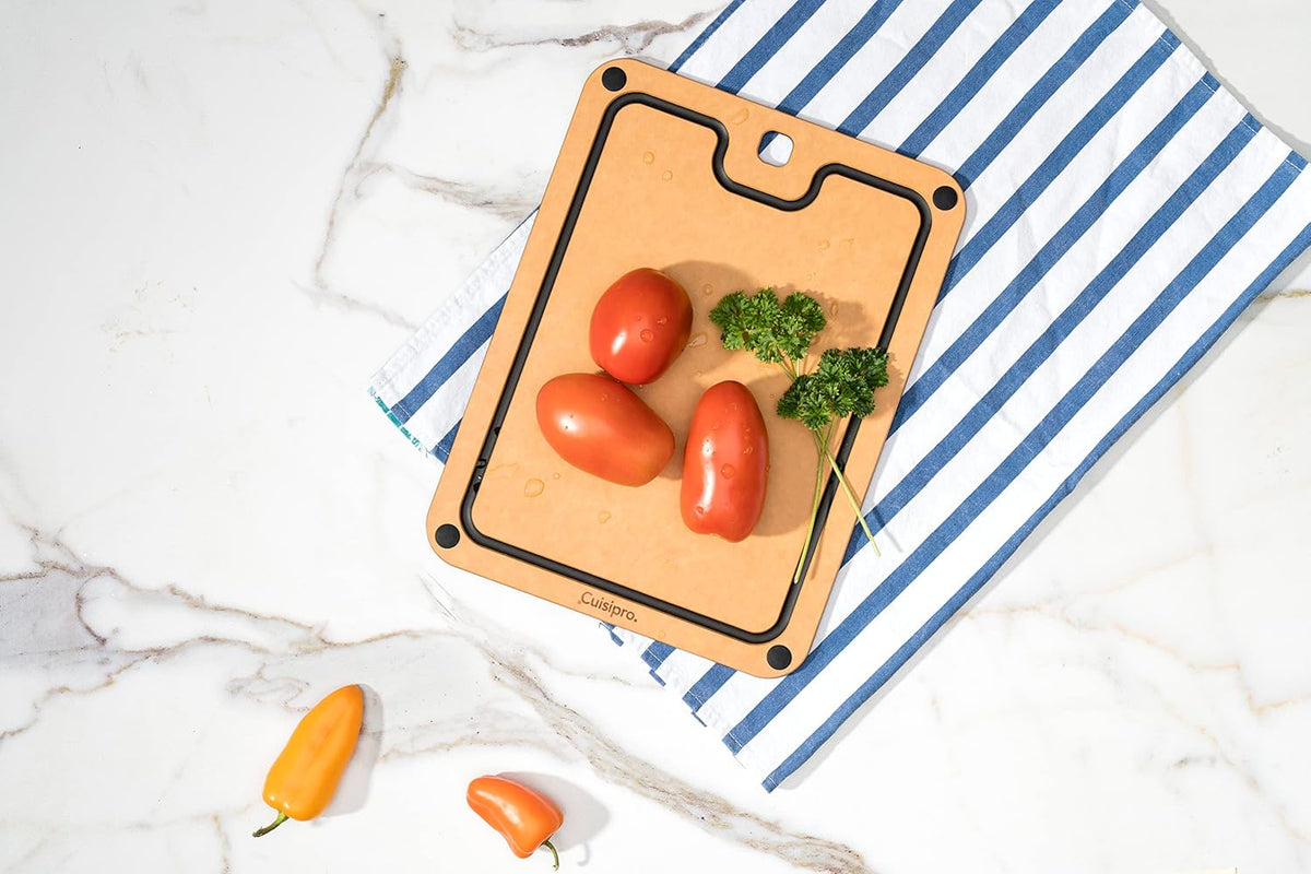 Cuisipro - 12" x 9" Natural/Slate Fibre Wood Silicone Feet Cutting Board - 74791700