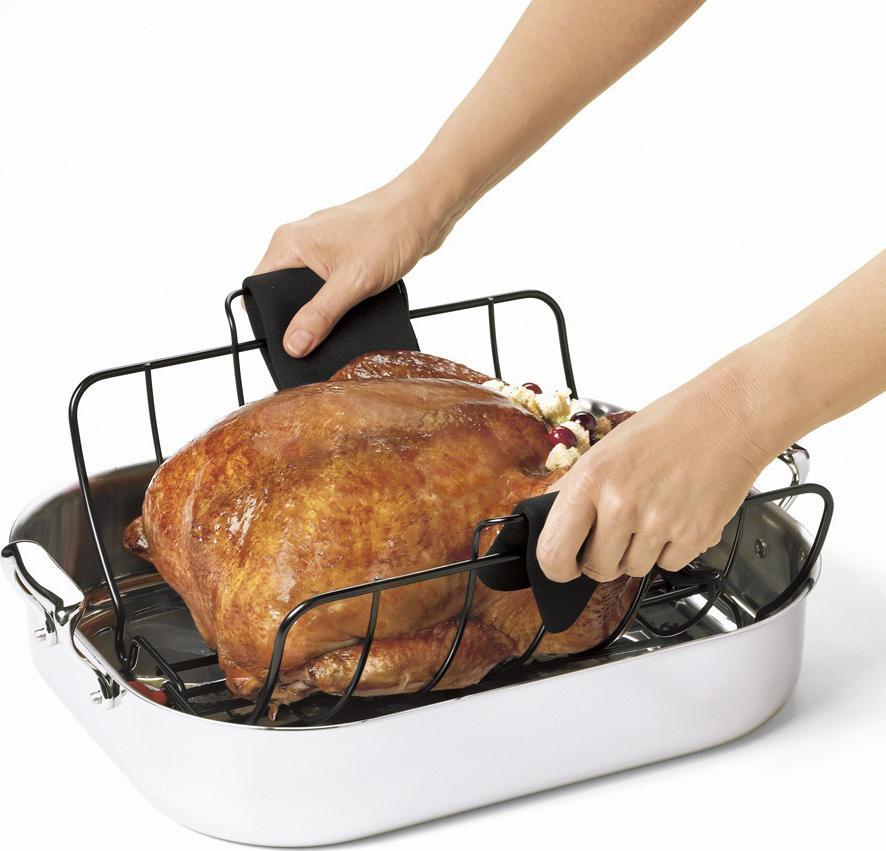 Cuisipro - 16" Stainless Steel Black Non-Stick Roast and Serve Roasting Rack - 746780