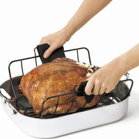 Cuisipro - 16" Stainless Steel Black Non-Stick Roast and Serve Roasting Rack - 746780