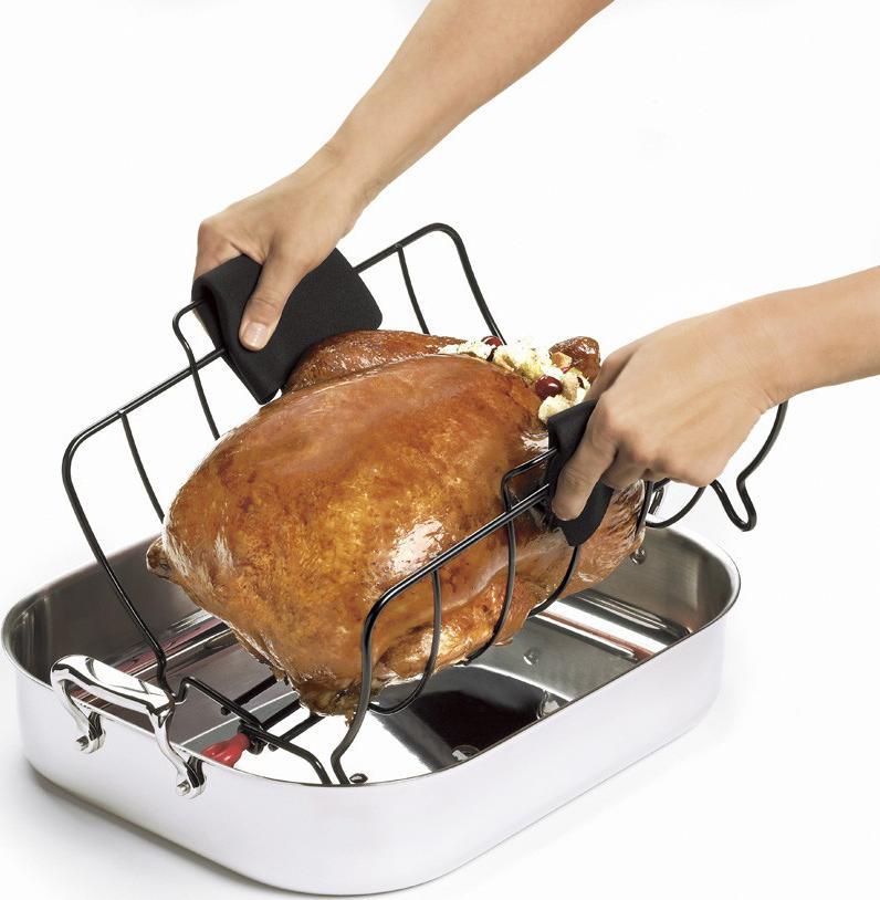 Cuisipro - 16" Stainless Steel Black Non-Stick Roast and Serve Roasting Rack - 746780