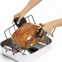 Cuisipro - 16" Stainless Steel Black Non-Stick Roast and Serve Roasting Rack - 746780