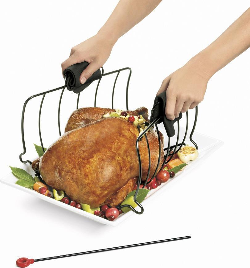 Cuisipro - 16" Stainless Steel Black Non-Stick Roast and Serve Roasting Rack - 746780