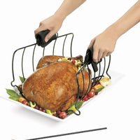 Cuisipro - 16" Stainless Steel Black Non-Stick Roast and Serve Roasting Rack - 746780
