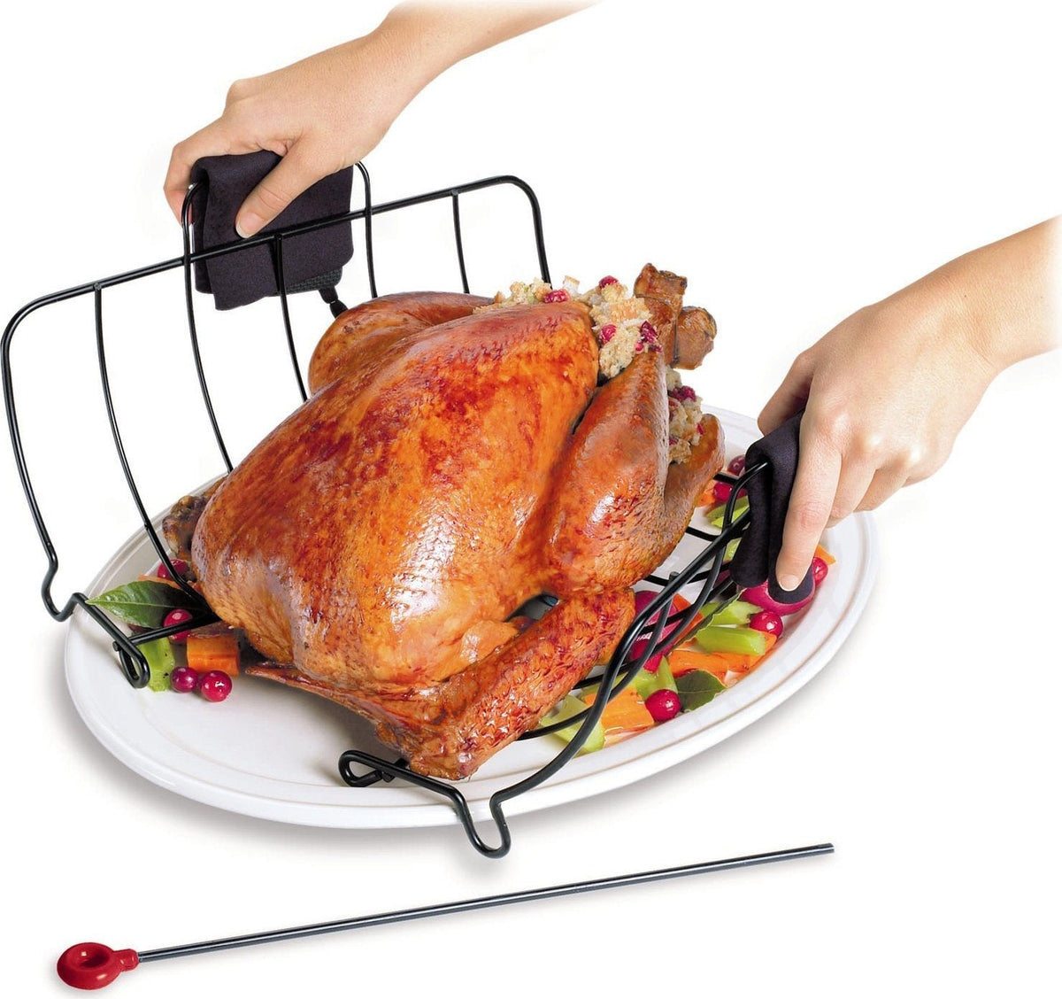 Cuisipro - 16" Stainless Steel Black Non-Stick Roast and Serve Roasting Rack - 746780