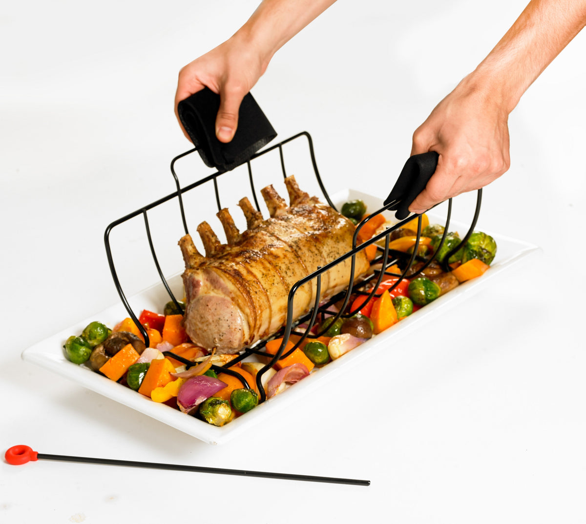 Cuisipro - 16" Stainless Steel Black Non-Stick Roast and Serve Roasting Rack - 746780