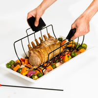 Cuisipro - 16" Stainless Steel Black Non-Stick Roast and Serve Roasting Rack - 746780
