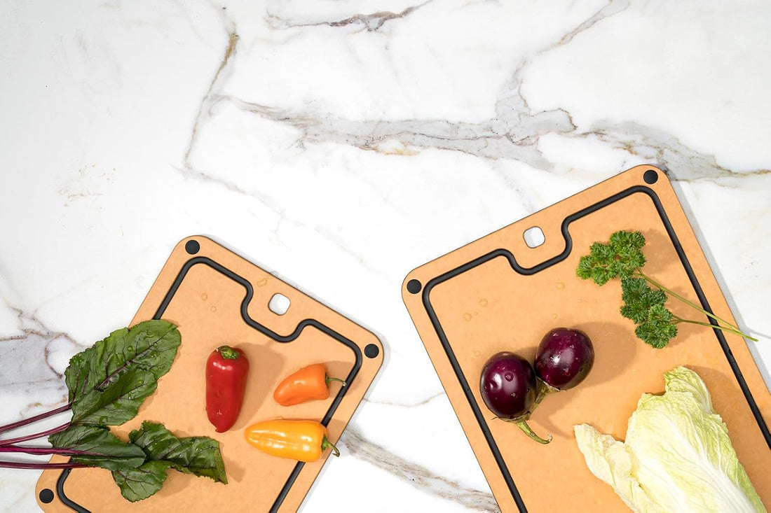 Cuisipro - 16" x 11" Natural/Slate Fibre Wood Silicone Feet Cutting Board - 74791600