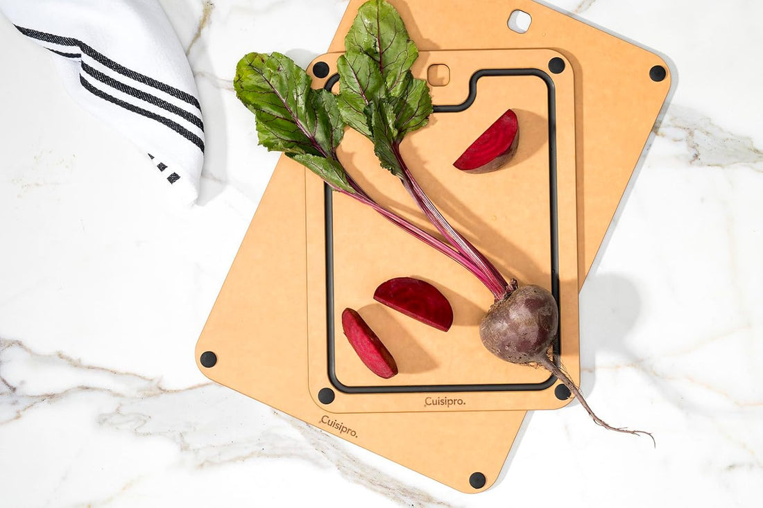 Cuisipro - 16" x 11" Natural/Slate Fibre Wood Silicone Feet Cutting Board - 74791600