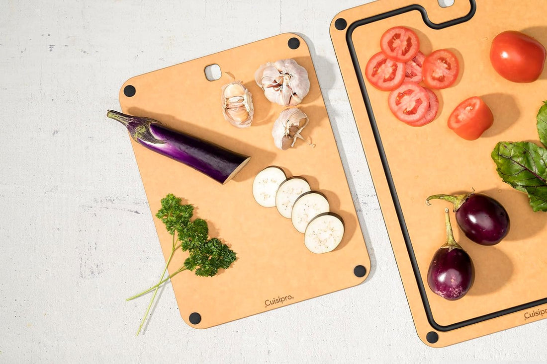 Cuisipro - 16" x 11" Natural/Slate Fibre Wood Silicone Feet Cutting Board - 74791600