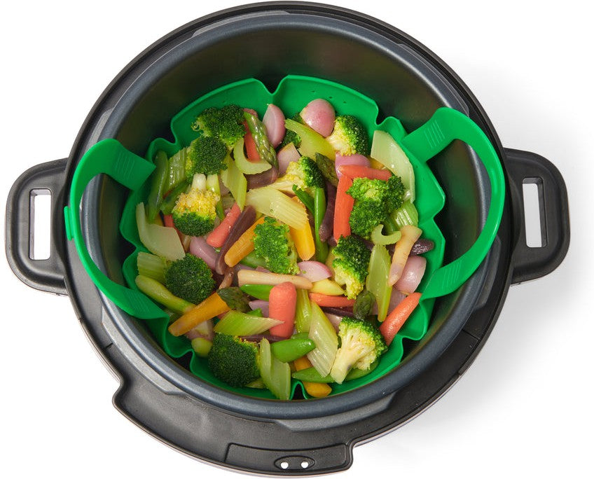 Cuisipro - 16"x9"x3" Silicone Green Vegetable Steamer - 74792004